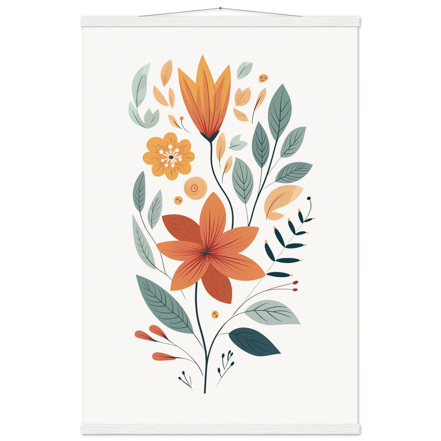 Flowers and Leaves Poster with Hanger