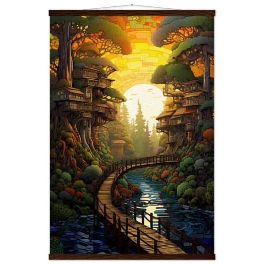 Pixel Sunset Retreat Poster with Hanger