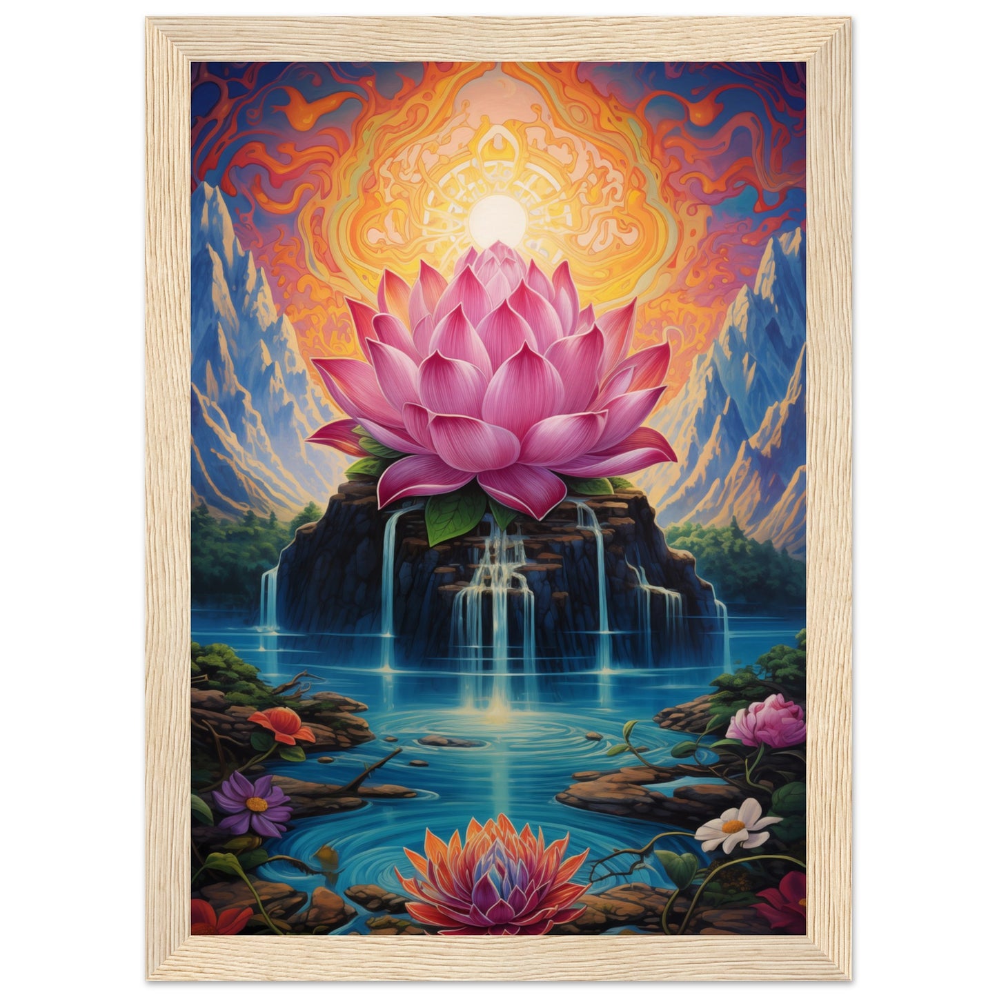 Lotus Blossom Wooden Framed Poster