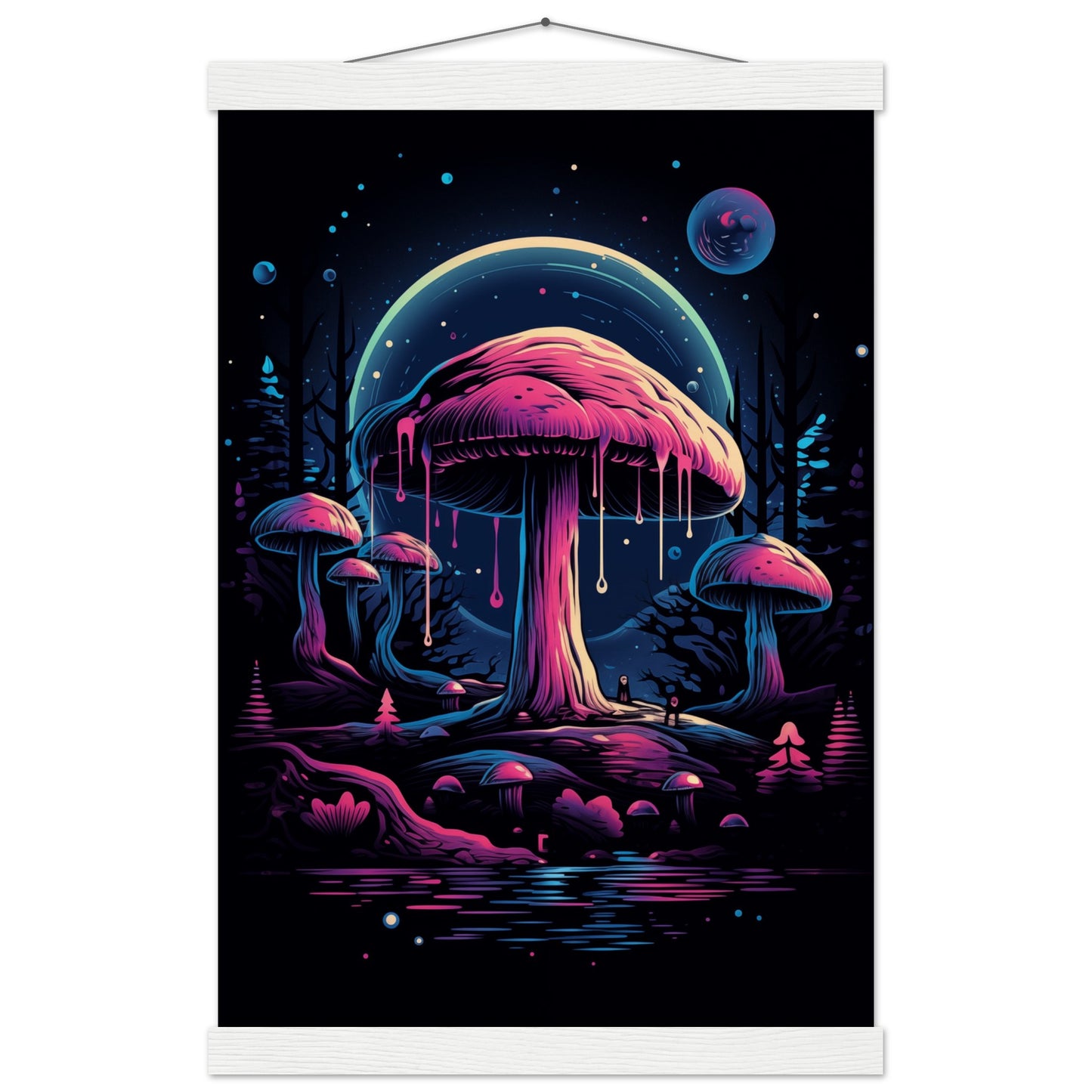 Drippy Mushroom Fantasy Forest Poster with Hanger