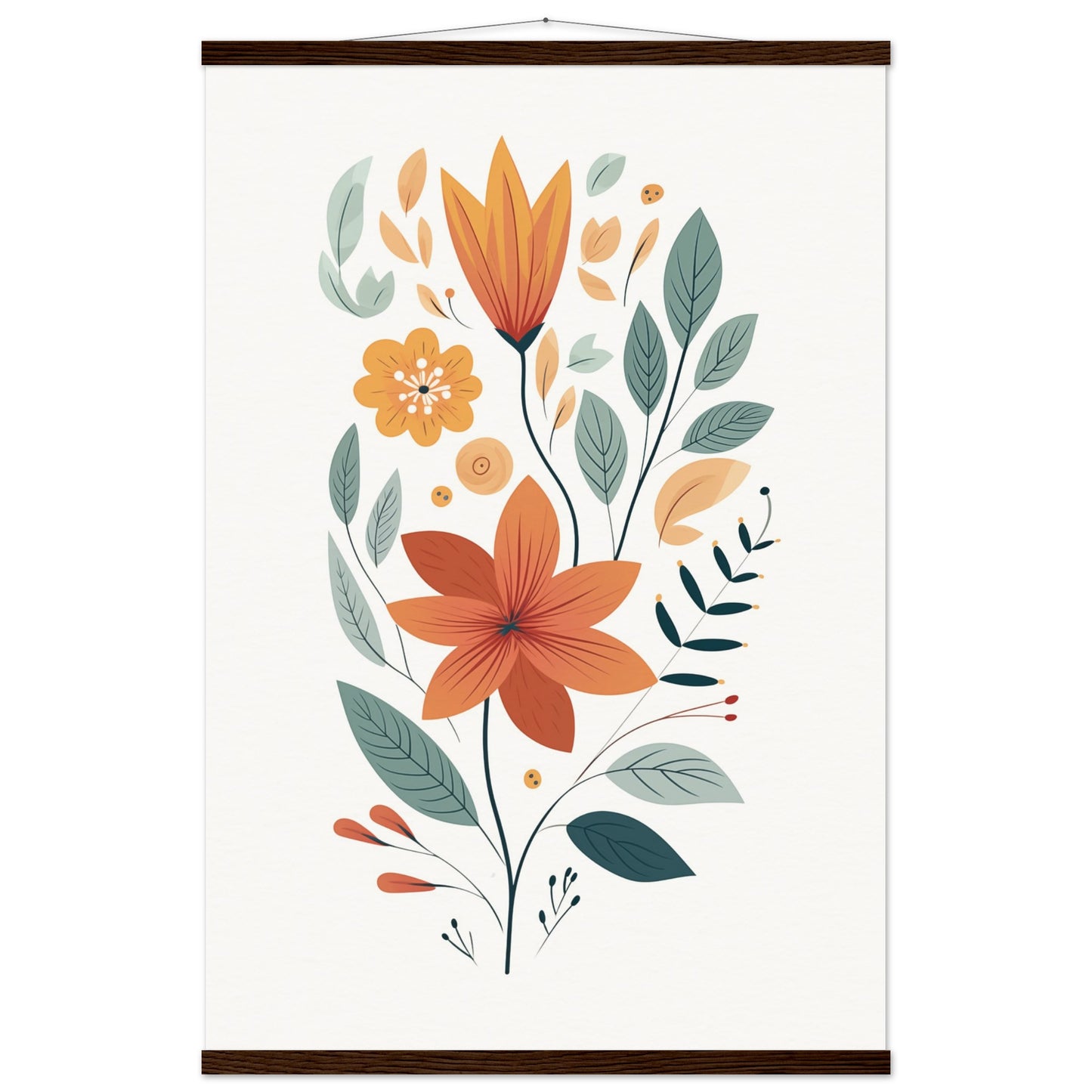 Flowers and Leaves Poster with Hanger