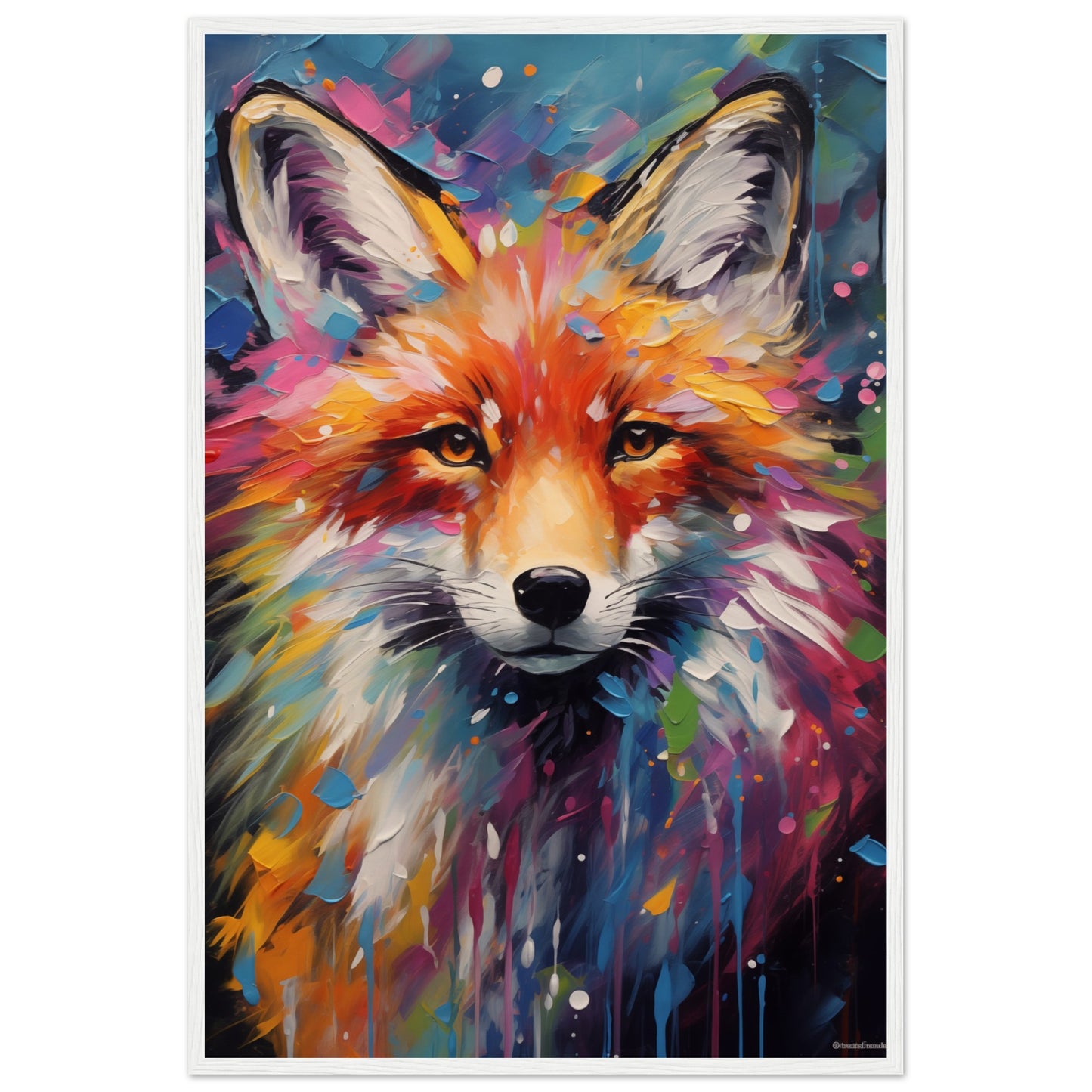 Foxy Splatter Wooden Framed Poster