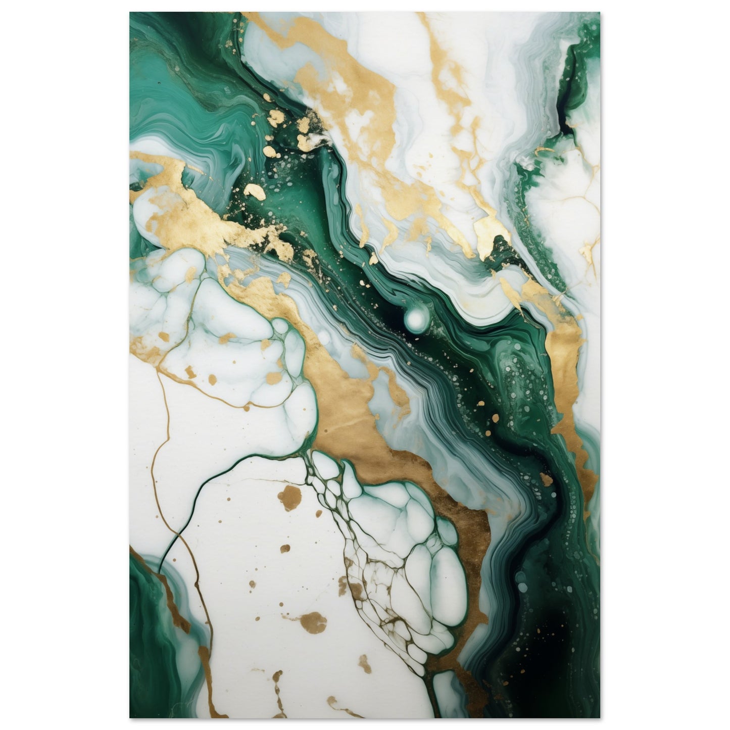 Emerald And Gold Marble Poster