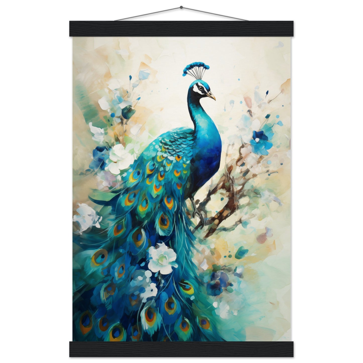 Peacock Dreams Poster with Hanger