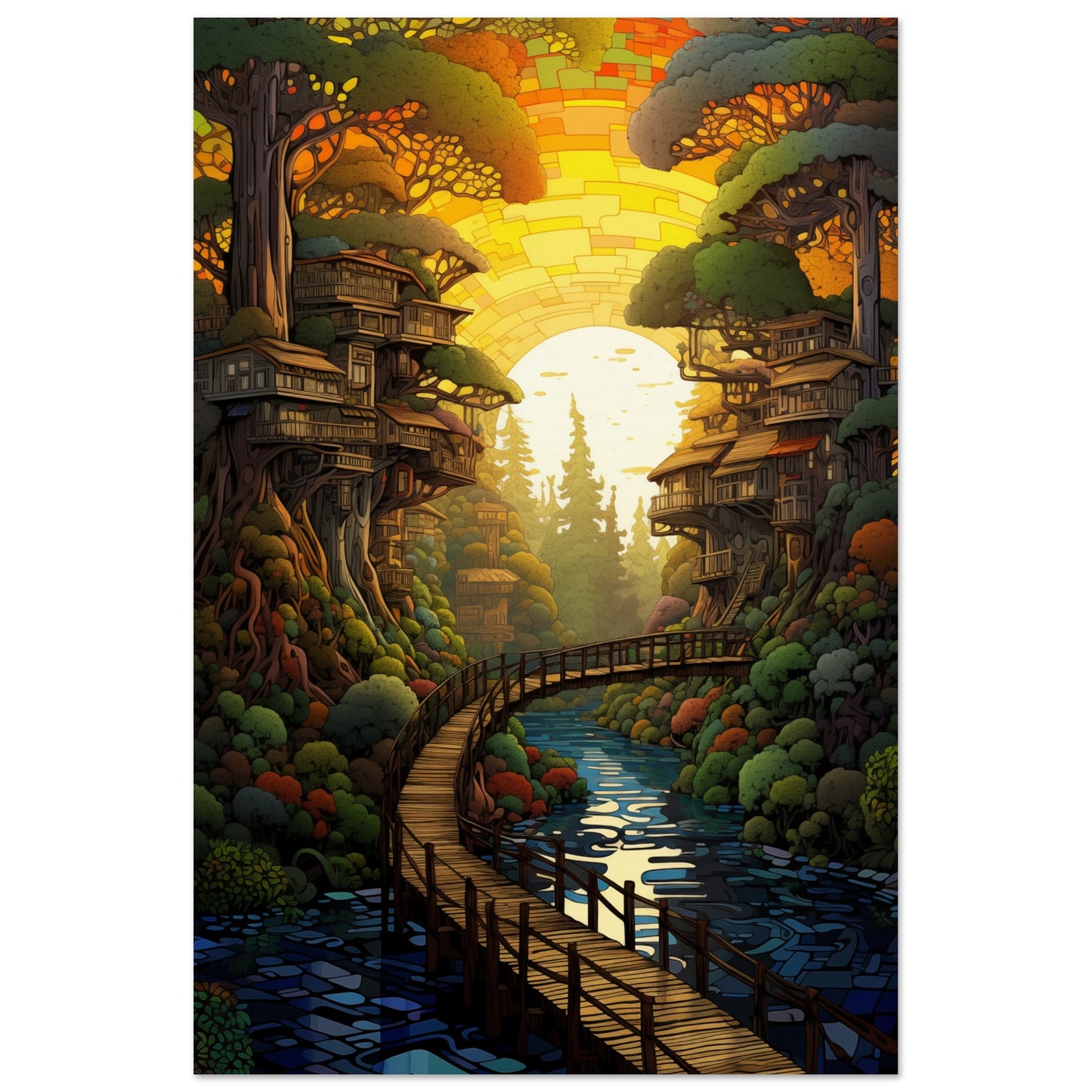 Pixel Sunset Retreat Poster