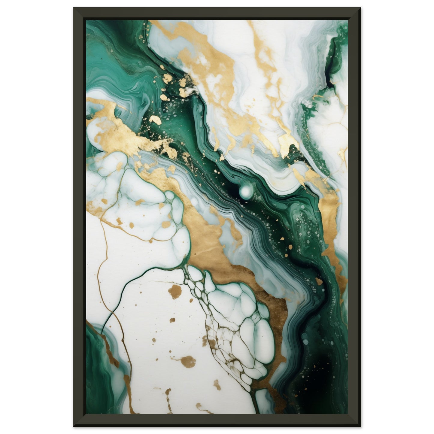 Emerald And Gold Marble Metal Framed Poster