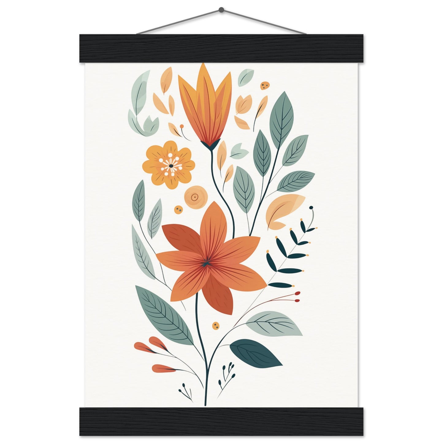 Flowers and Leaves Poster with Hanger