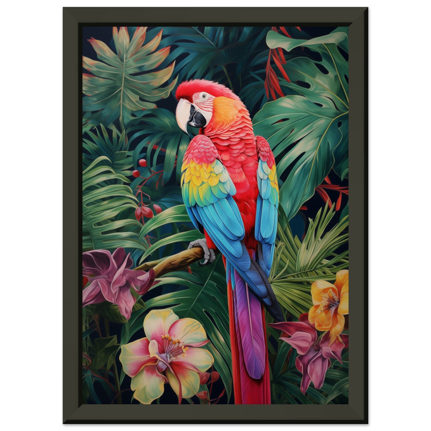 Petal Parrot Metal Framed Poster