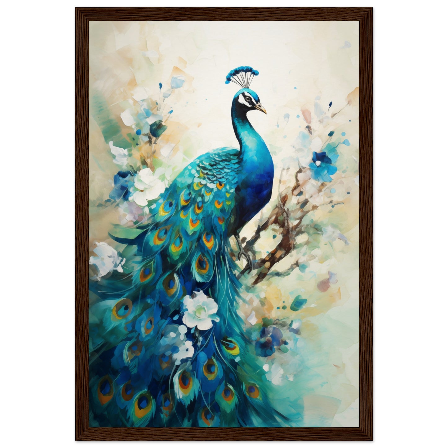 Peacock Dreams Wooden Framed Poster