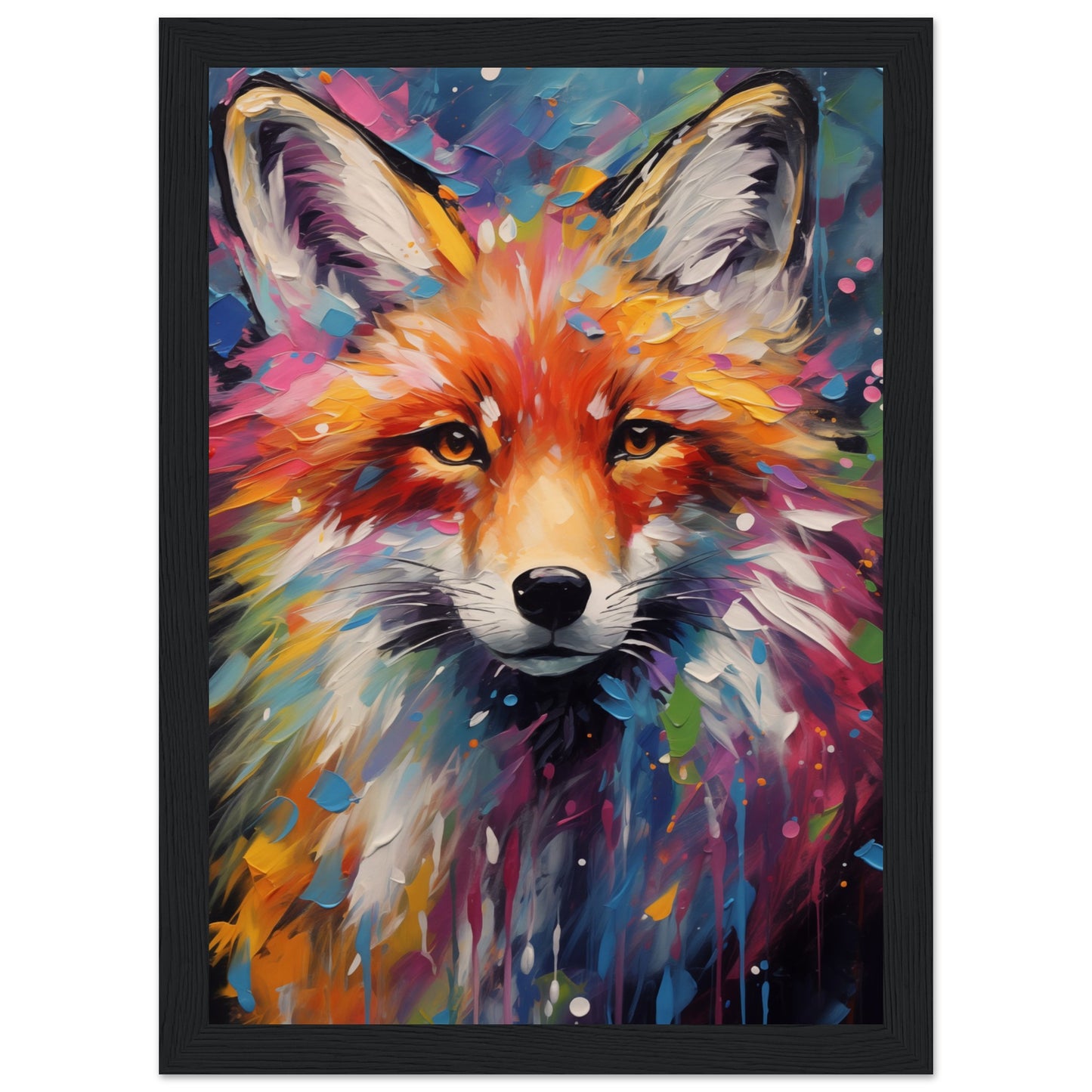 Foxy Splatter Wooden Framed Poster