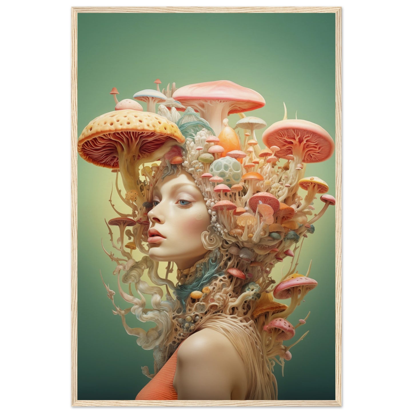 Mushroom Queen Wooden Framed Poster