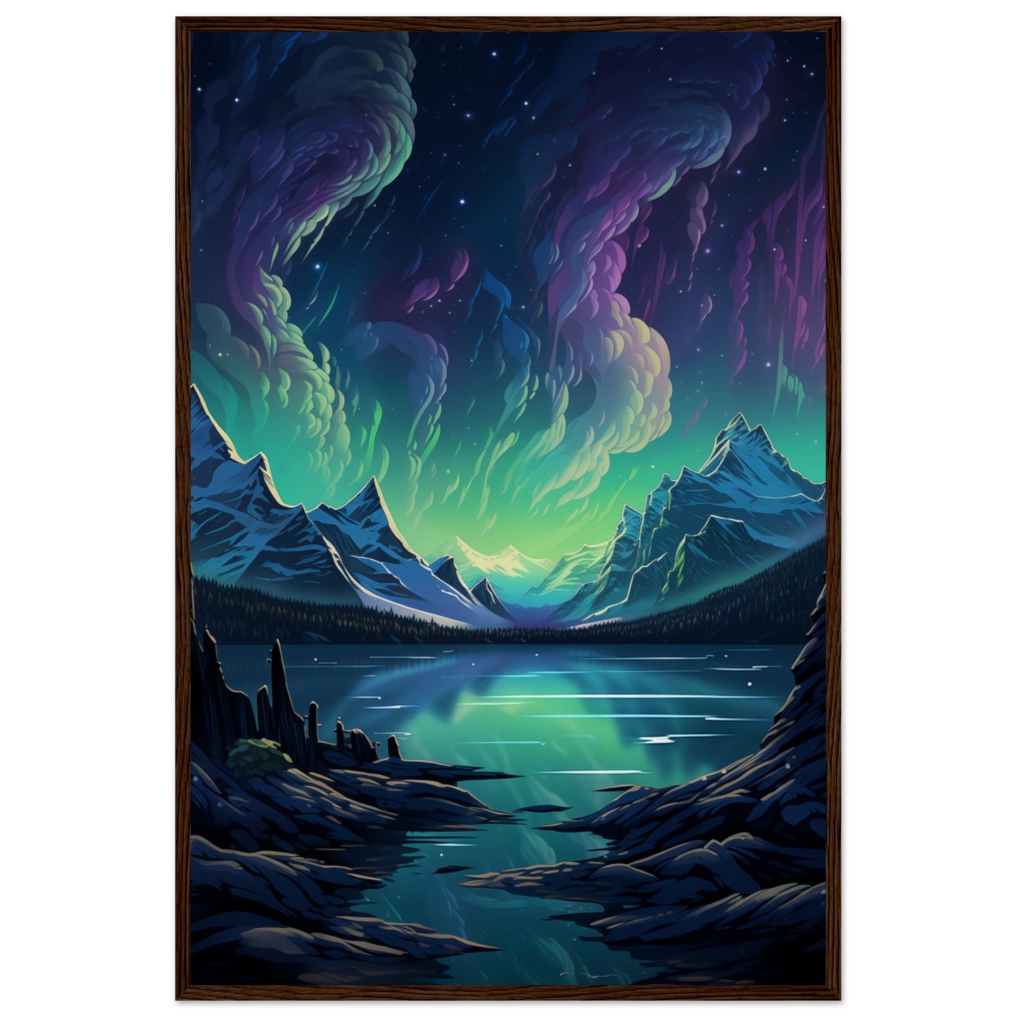 Glacial Glow Wooden Framed Poster