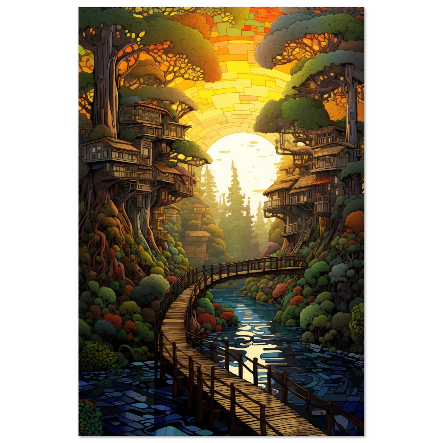 Pixel Sunset Retreat Aluminum Print