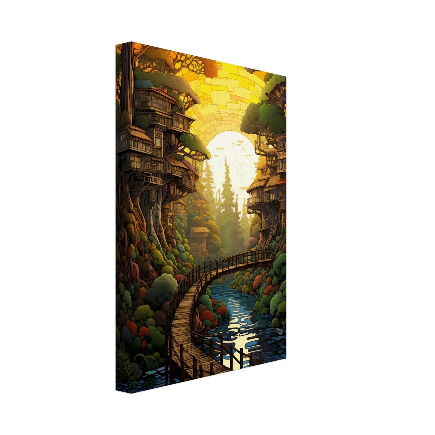 Pixel Sunset Retreat Canvas