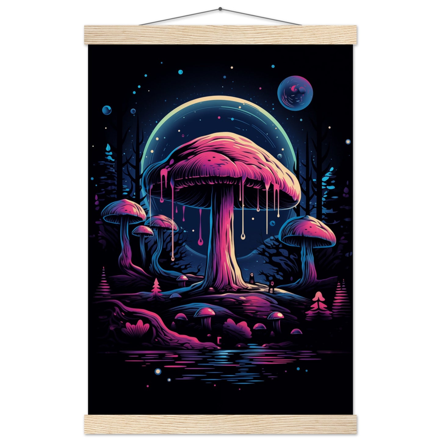 Drippy Mushroom Fantasy Forest Poster with Hanger