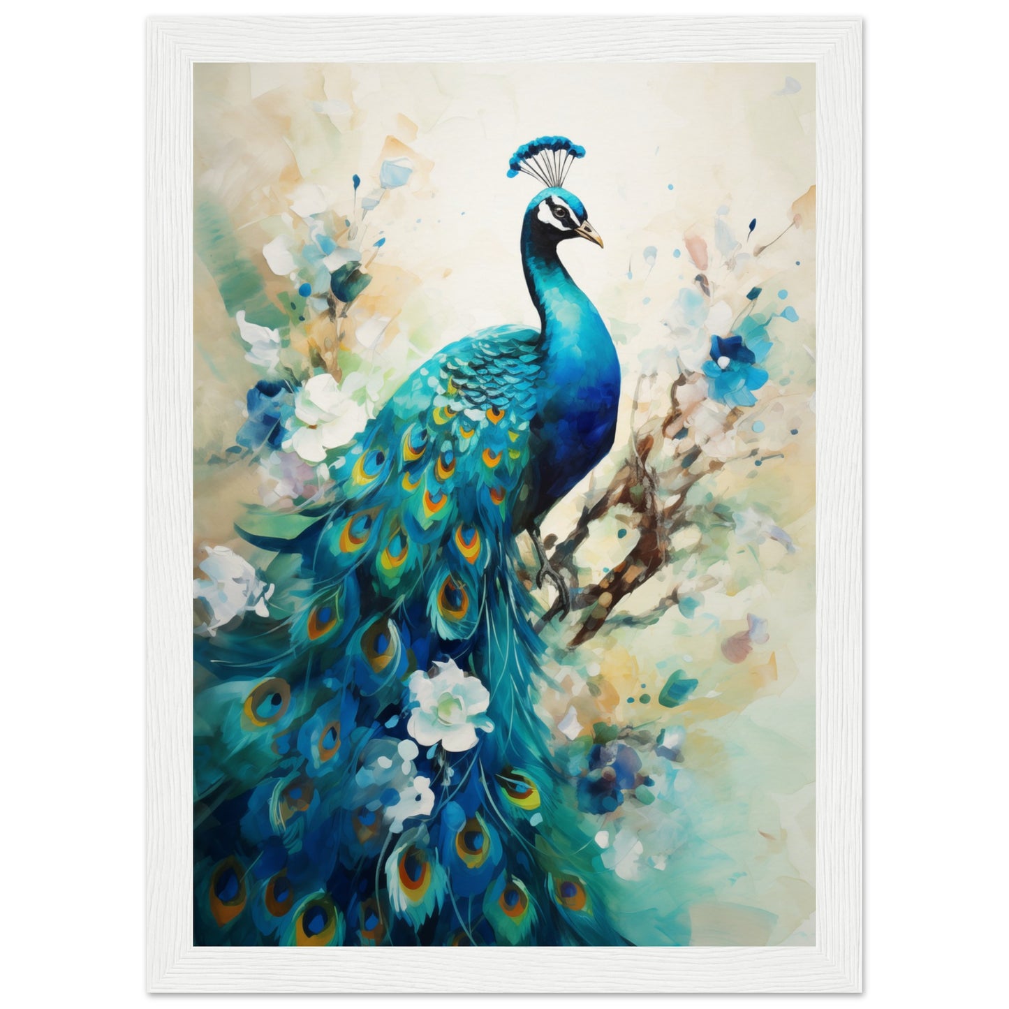 Peacock Dreams Wooden Framed Poster