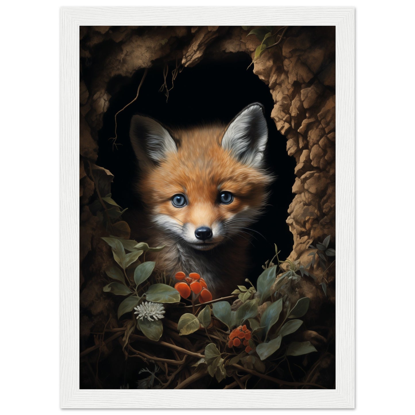 Fuzzy Fox Wooden Framed Poster