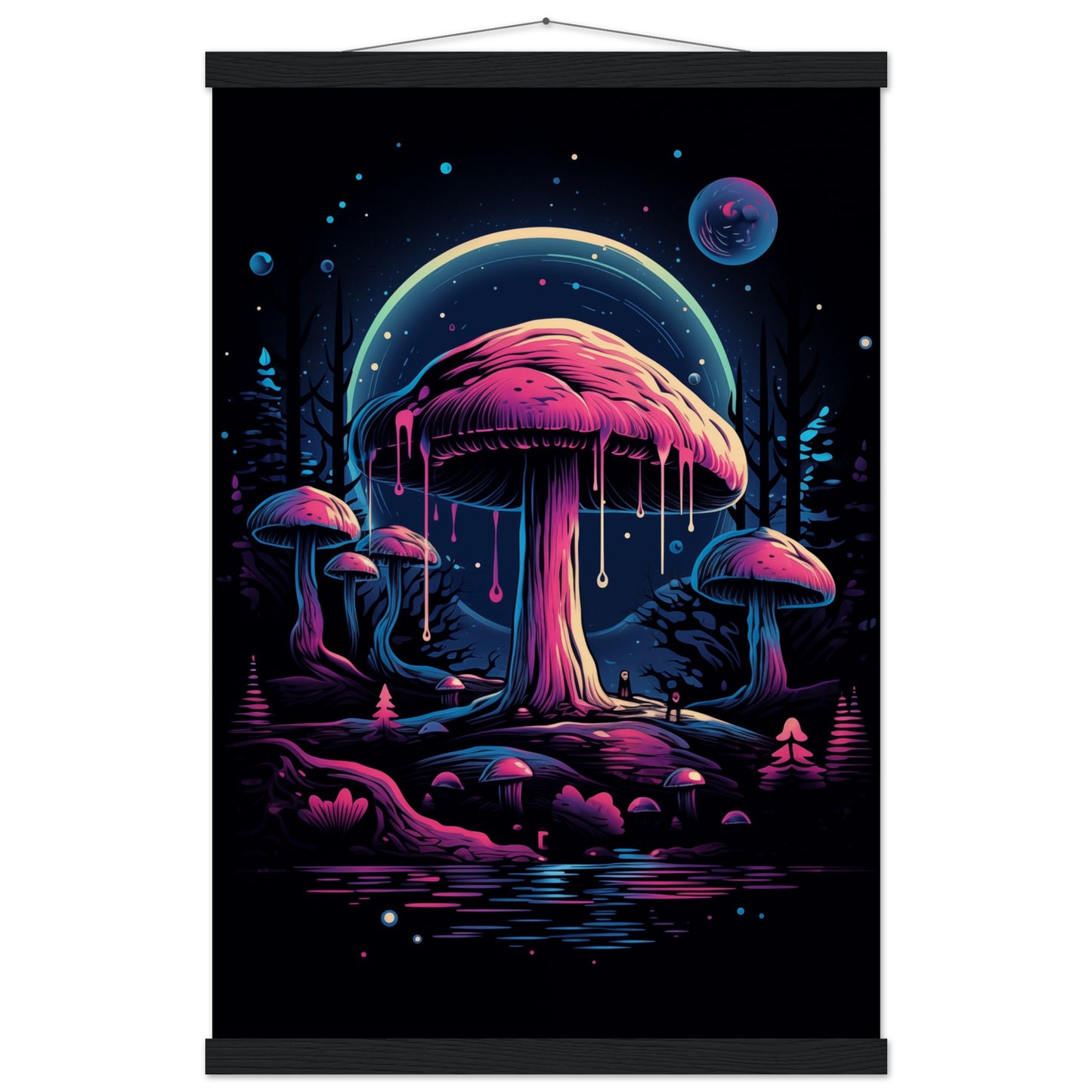 Drippy Mushroom Fantasy Forest Poster with Hanger