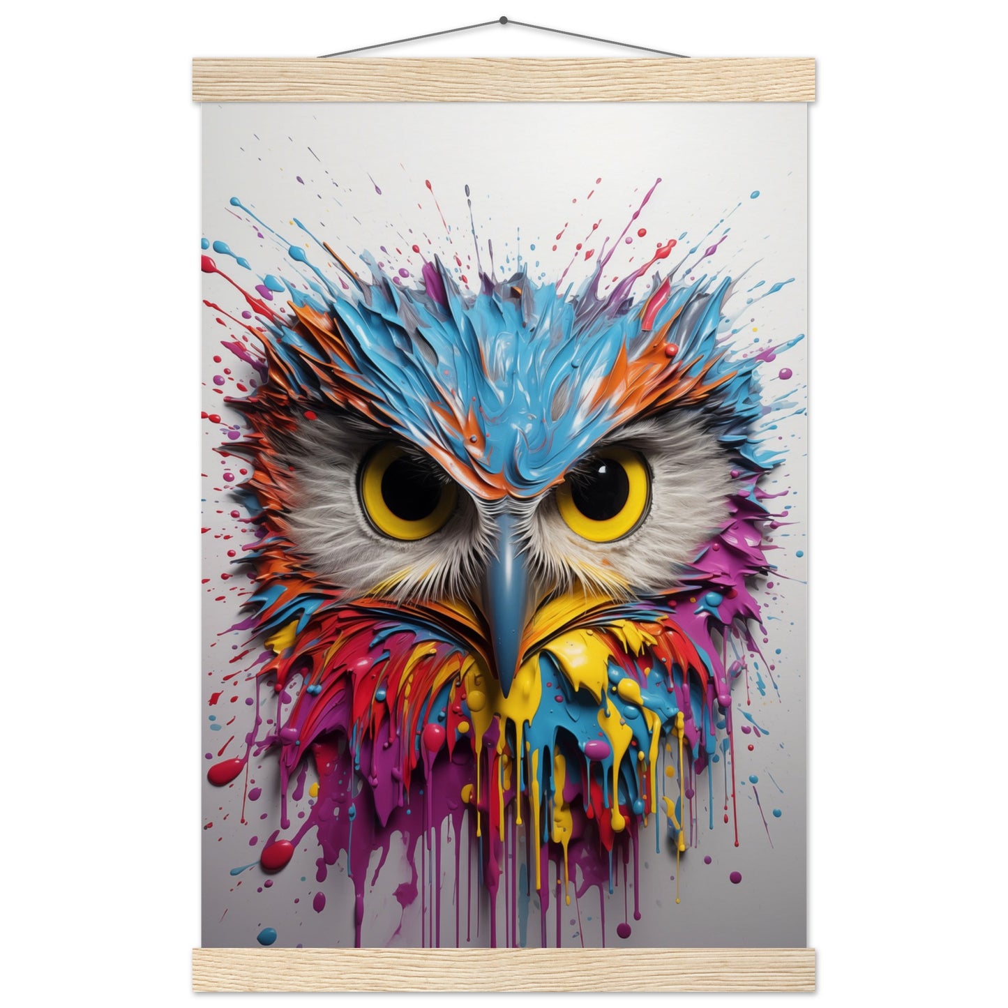 Owl Splash Art Poster with Hanger