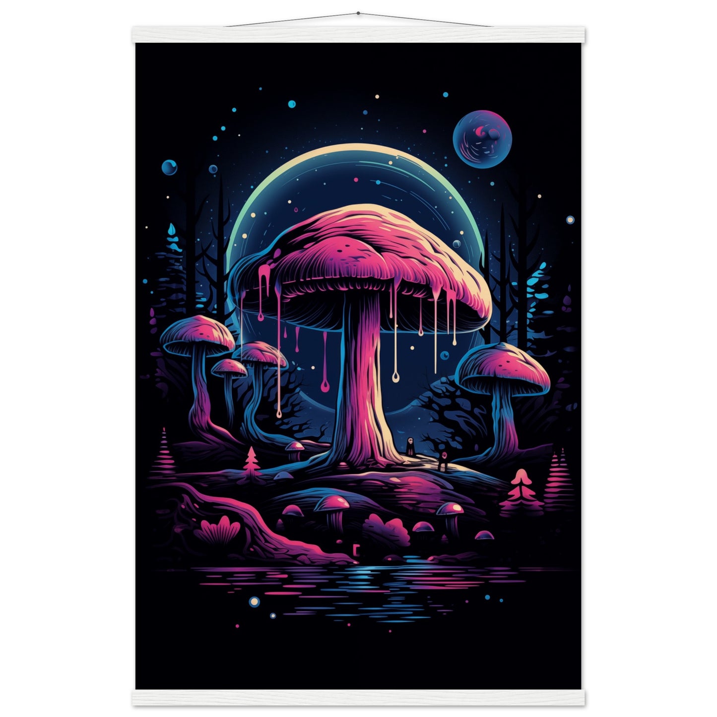 Drippy Mushroom Fantasy Forest Poster with Hanger