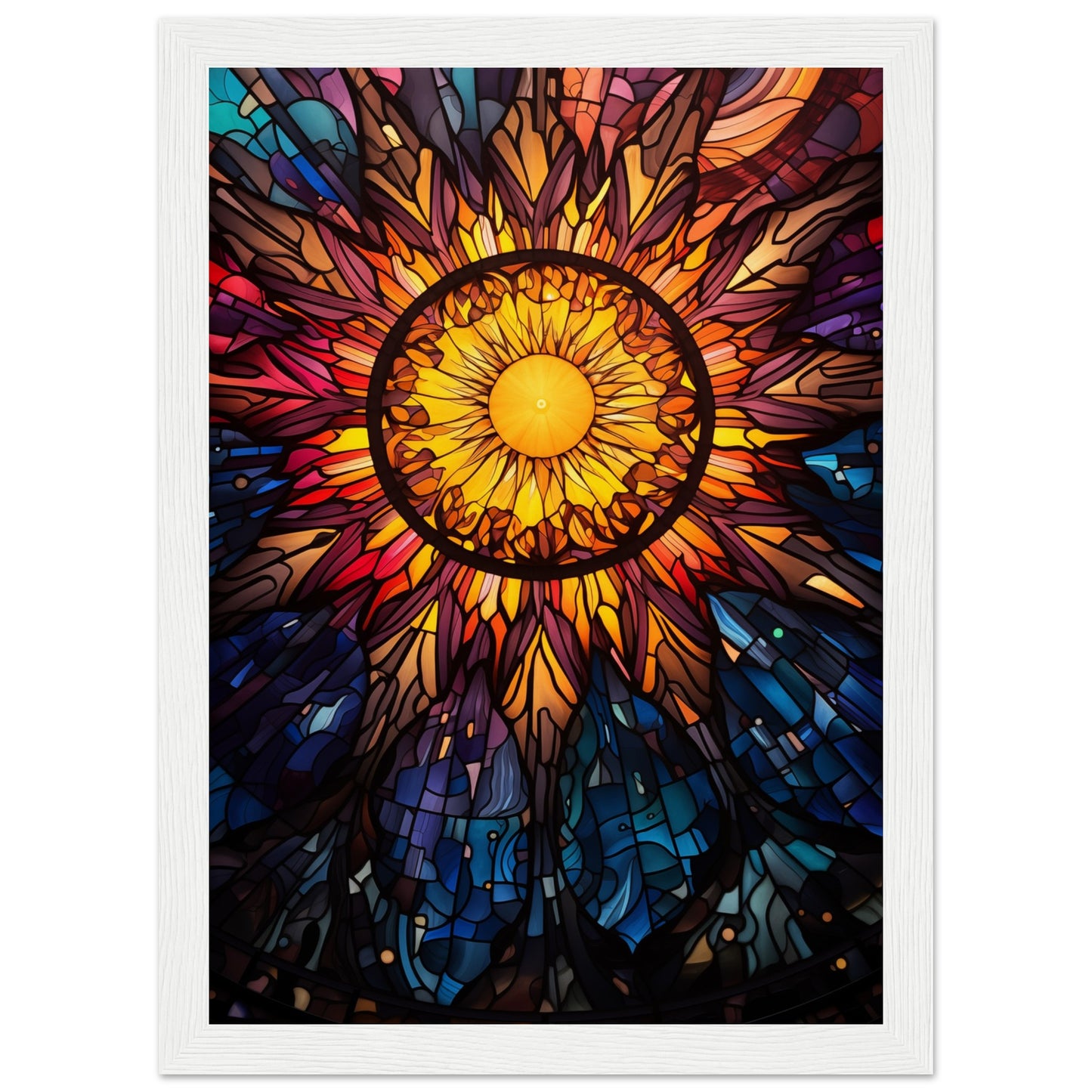 Sun Burst Wooden Framed Poster