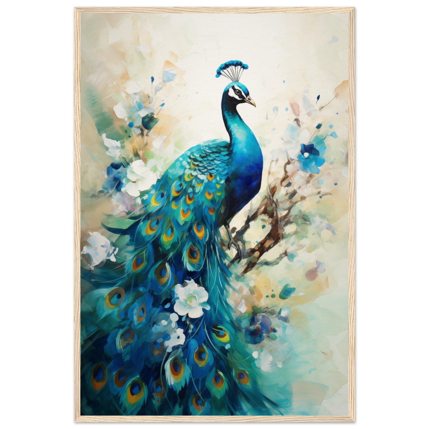 Peacock Dreams Wooden Framed Poster