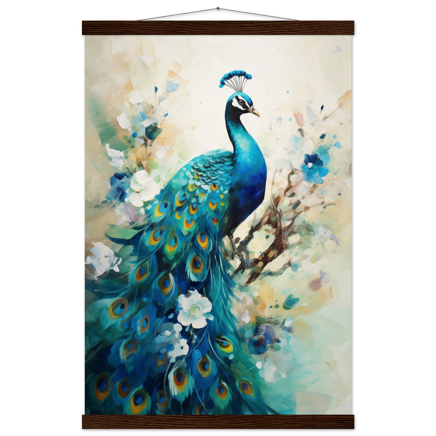 Peacock Dreams Poster with Hanger