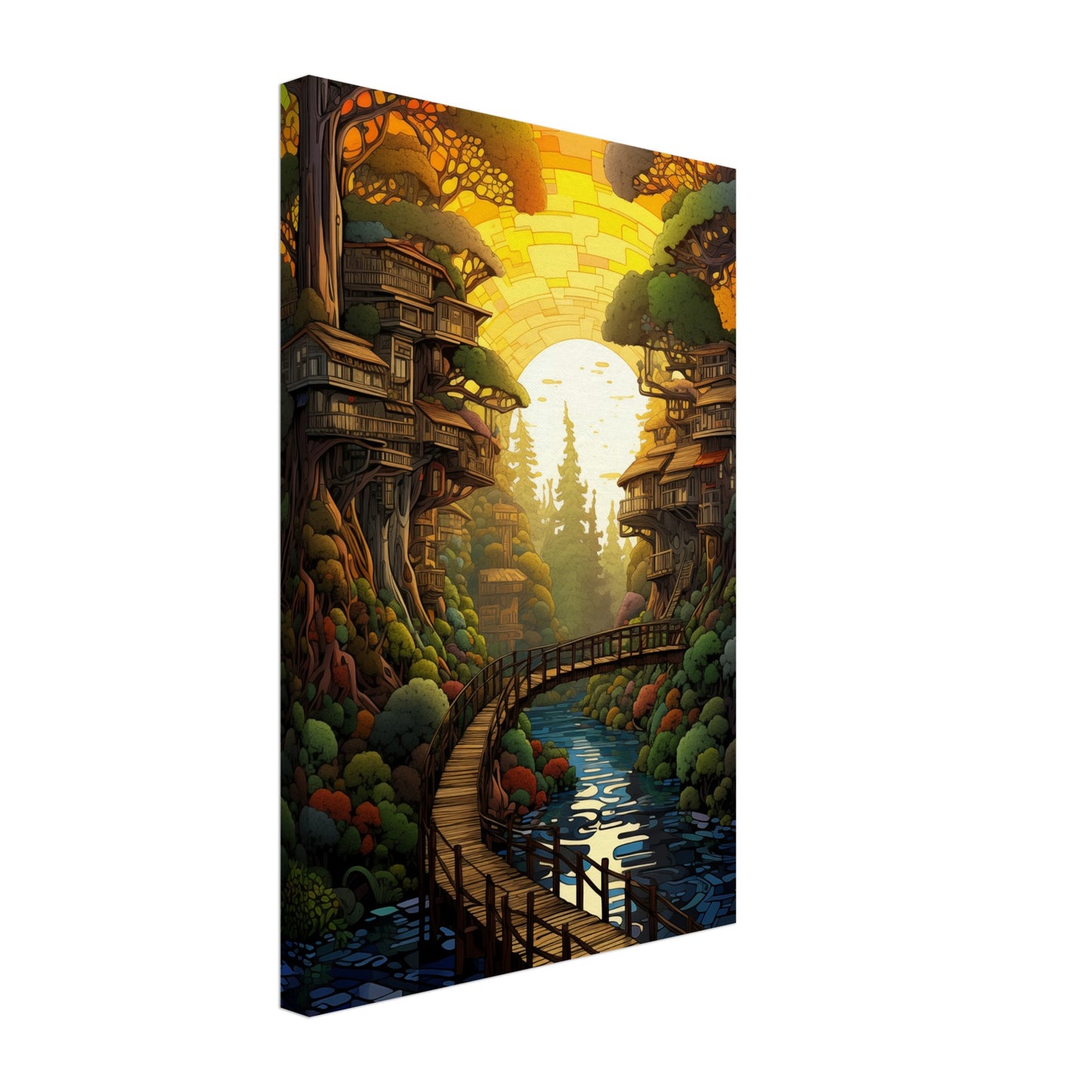 Pixel Sunset Retreat Canvas