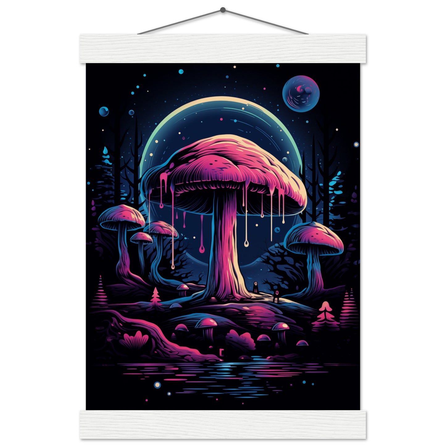 Drippy Mushroom Fantasy Forest Poster with Hanger