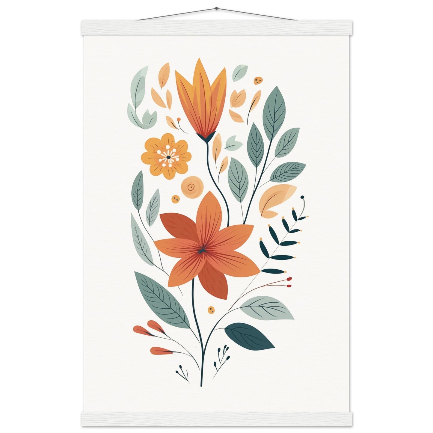 Flowers and Leaves Poster with Hanger