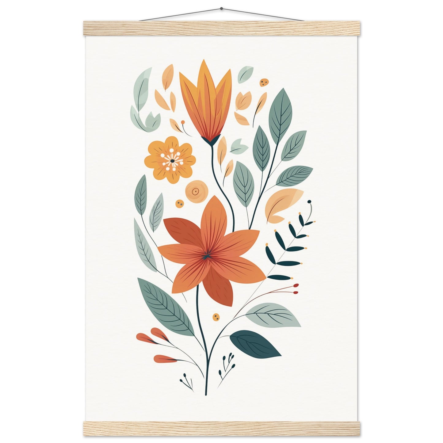 Flowers and Leaves Poster with Hanger