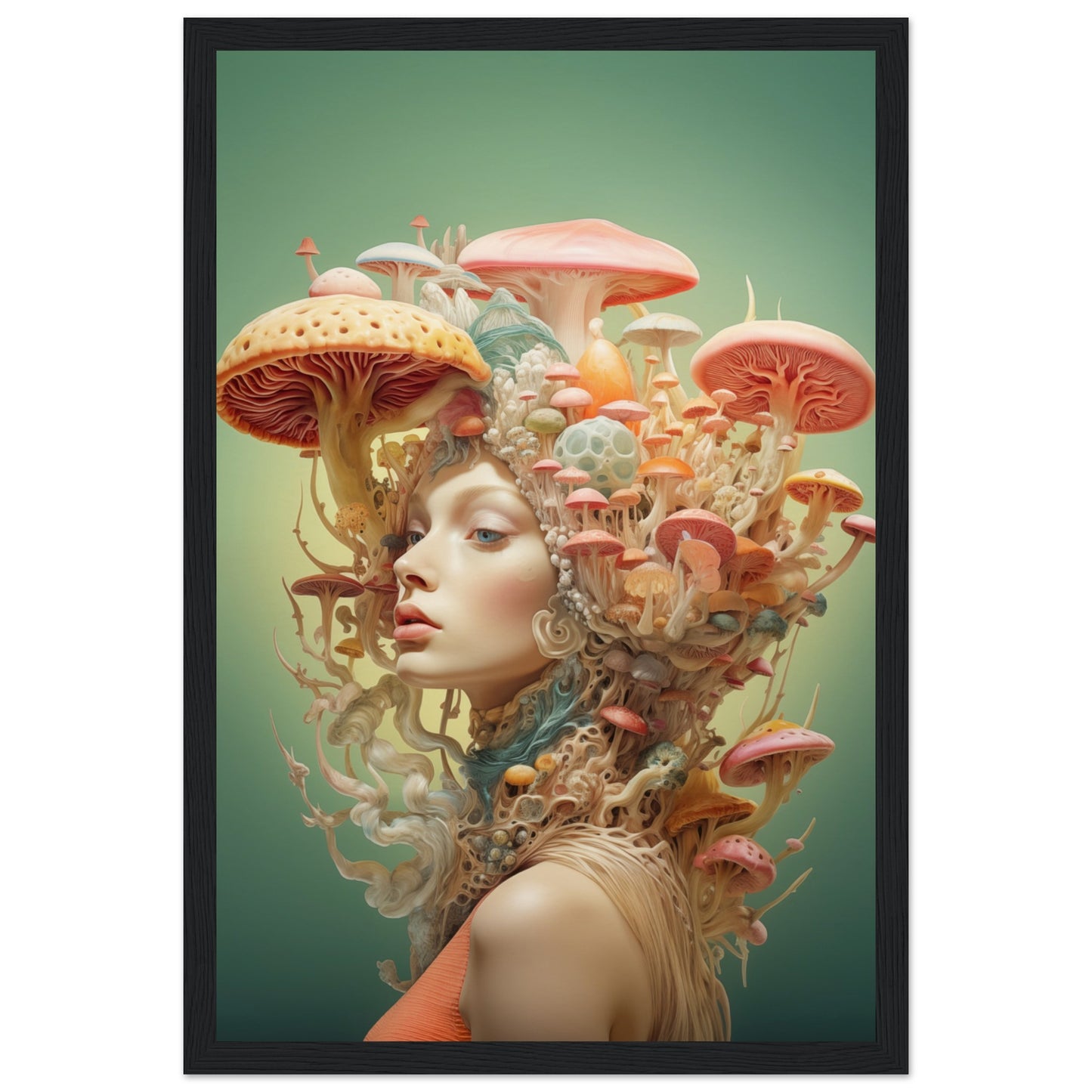 Mushroom Queen Wooden Framed Poster