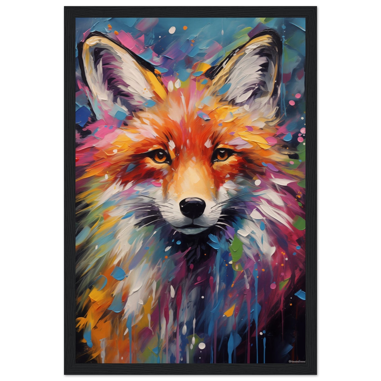 Foxy Splatter Wooden Framed Poster