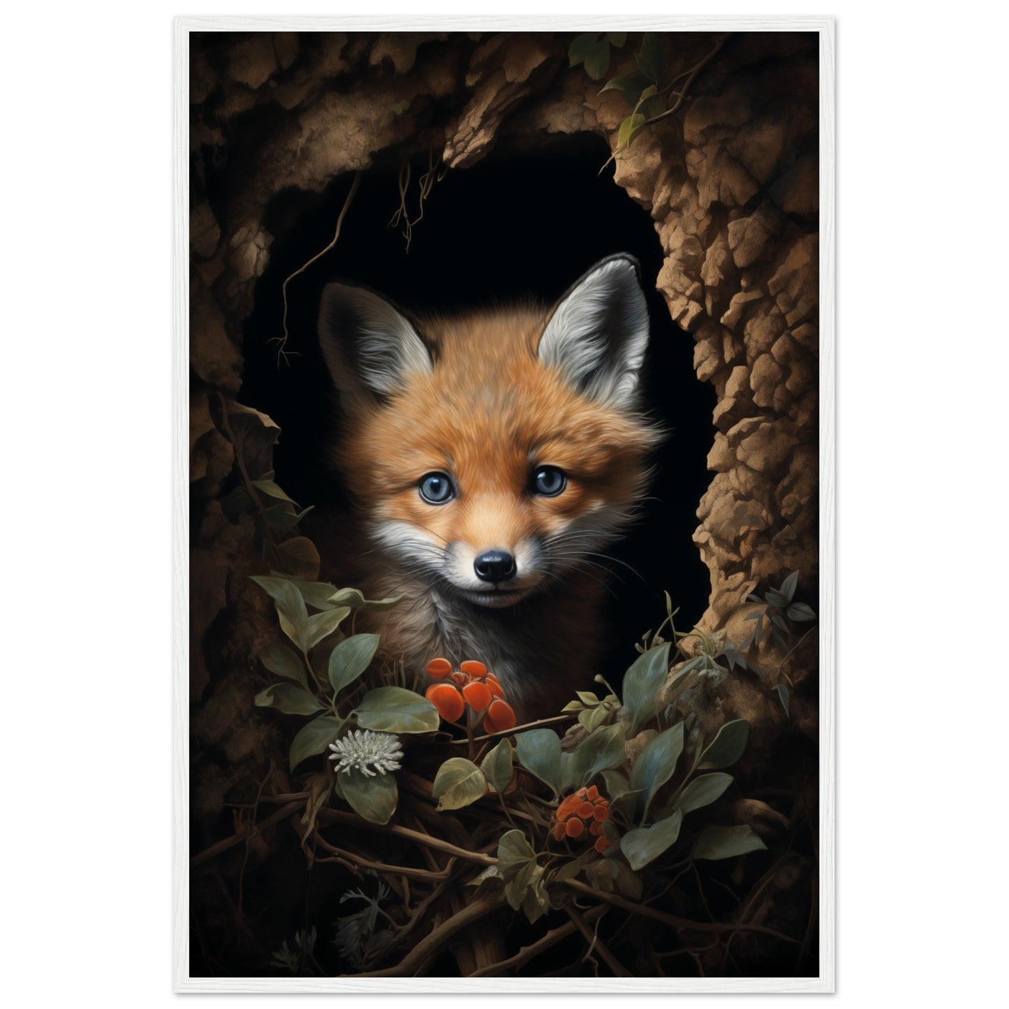 Fuzzy Fox Wooden Framed Poster