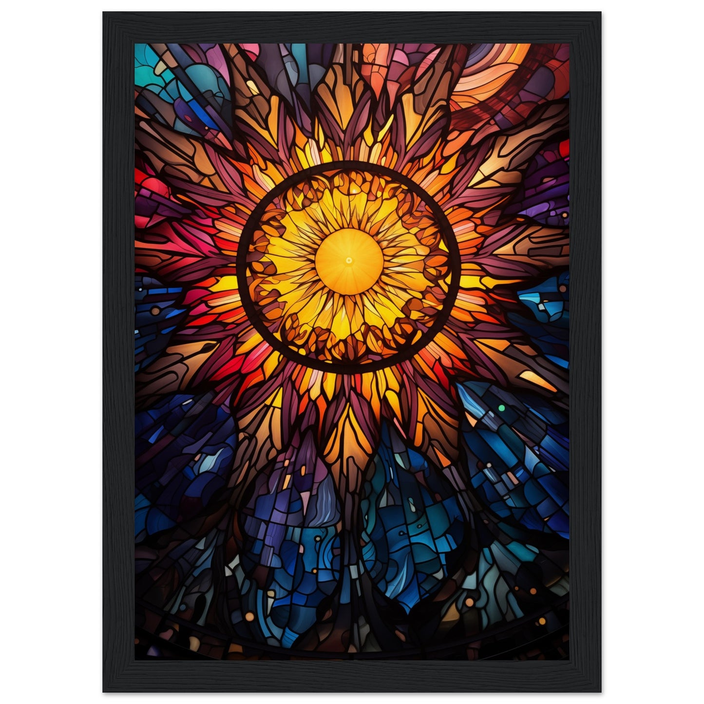 Sun Burst Wooden Framed Poster