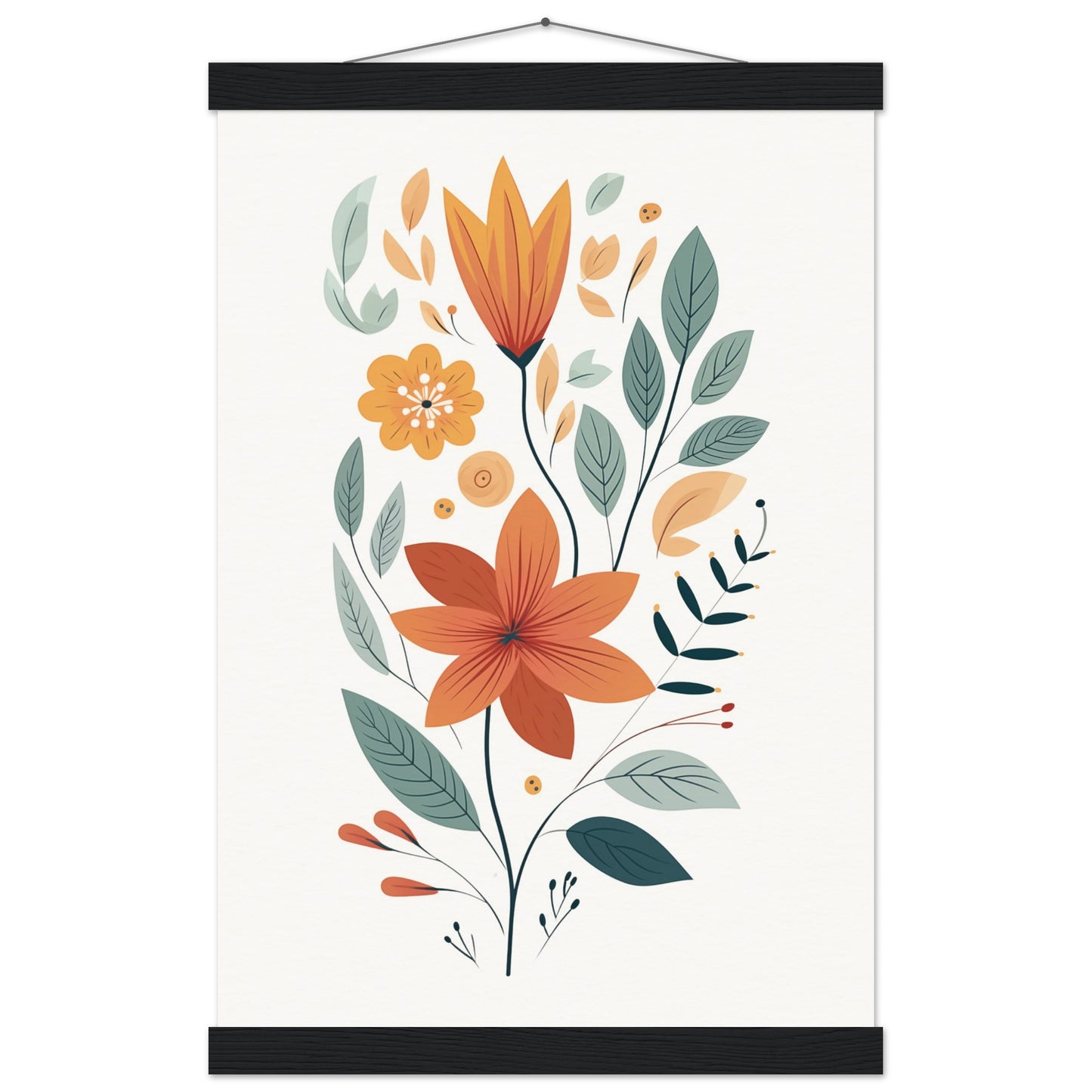 Flowers and Leaves Poster with Hanger