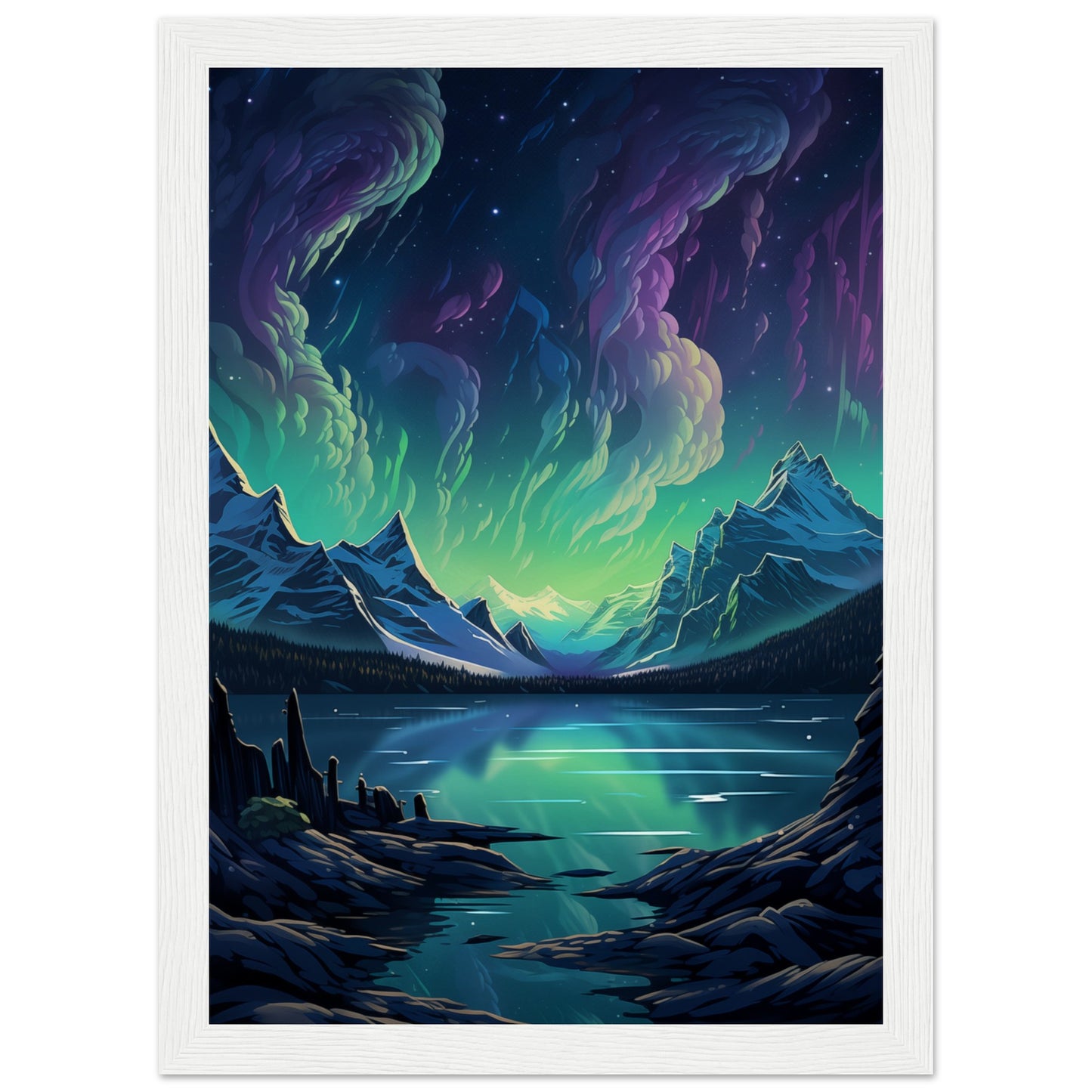 Glacial Glow Wooden Framed Poster