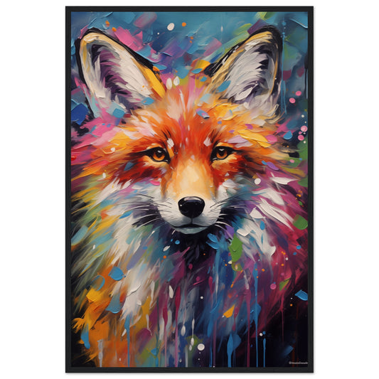 Foxy Splatter Wooden Framed Poster