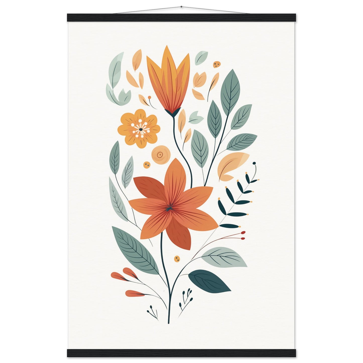 Flowers and Leaves Poster with Hanger