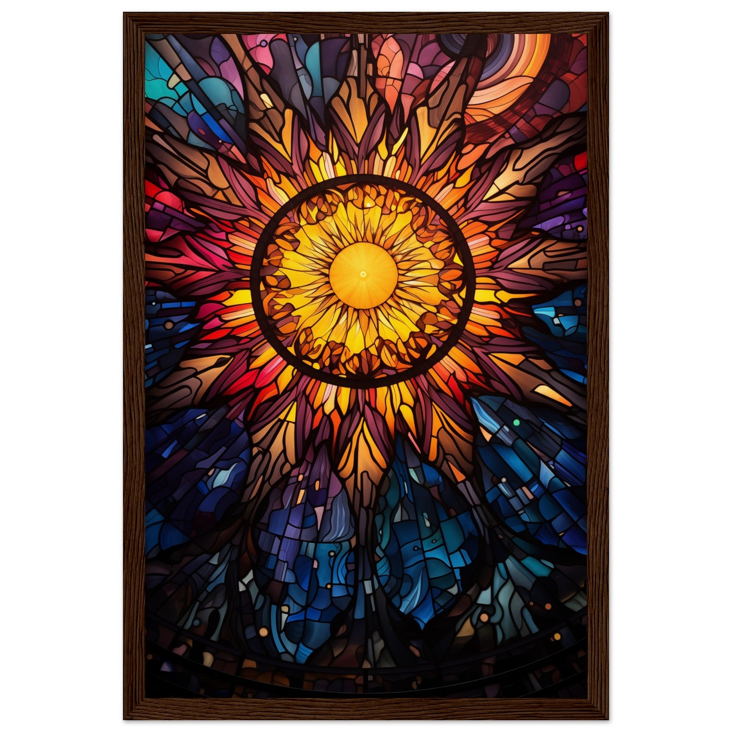 Sun Burst Wooden Framed Poster