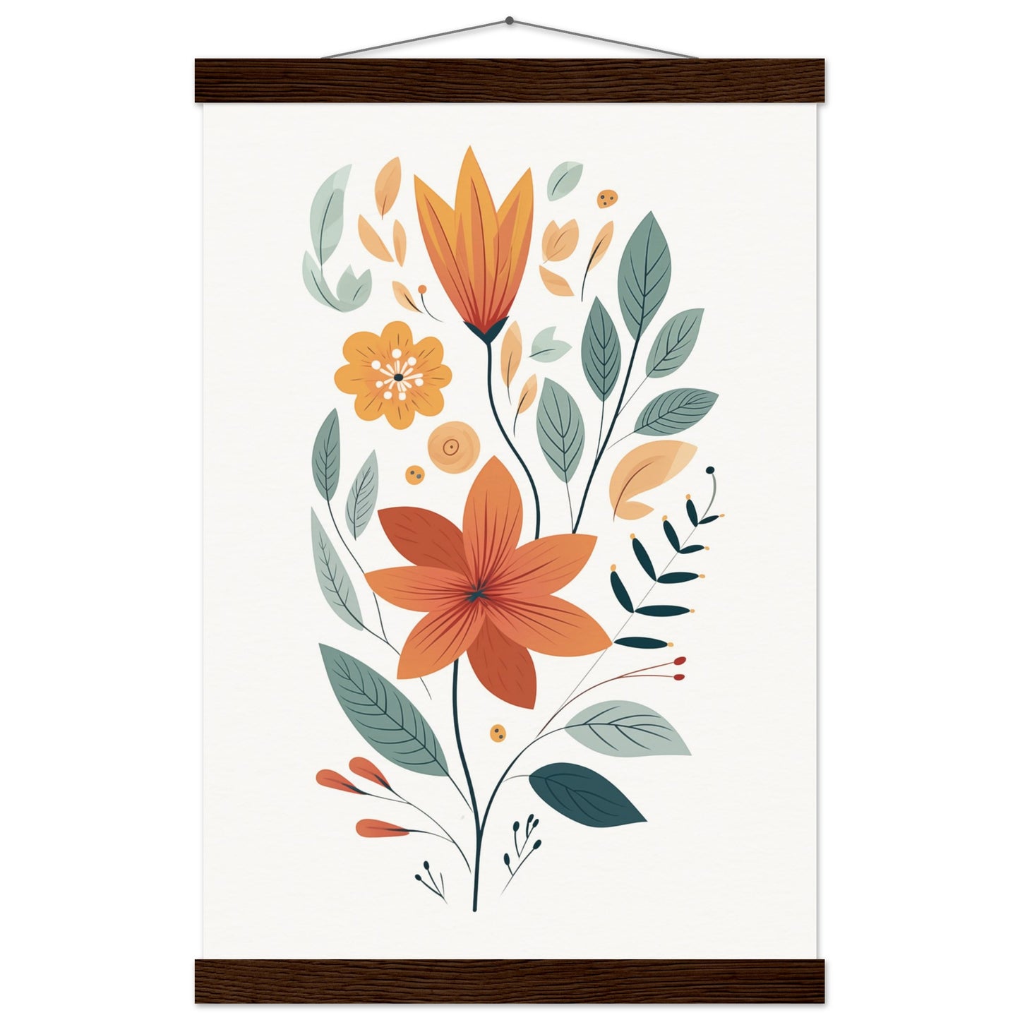 Flowers and Leaves Poster with Hanger