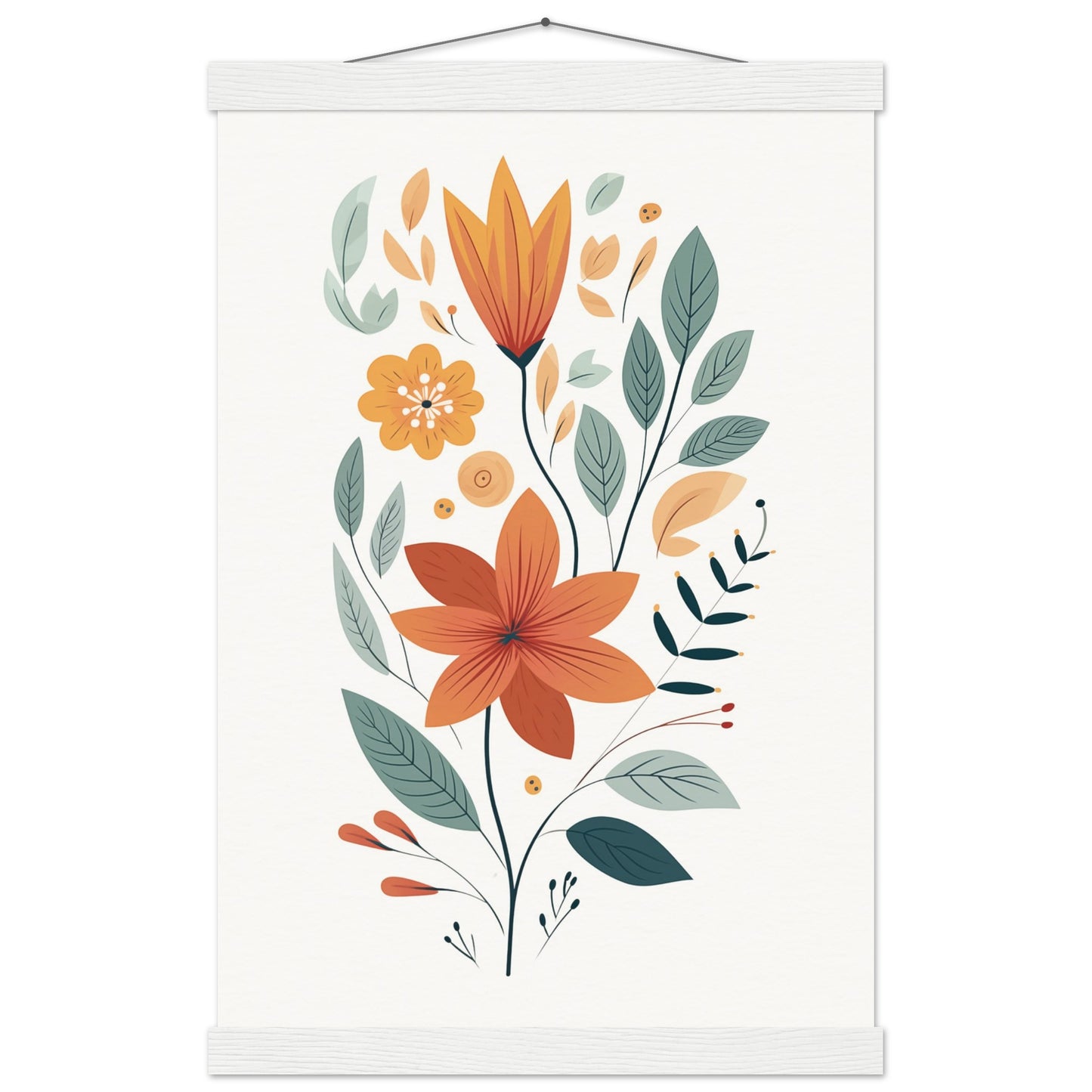 Flowers and Leaves Poster with Hanger