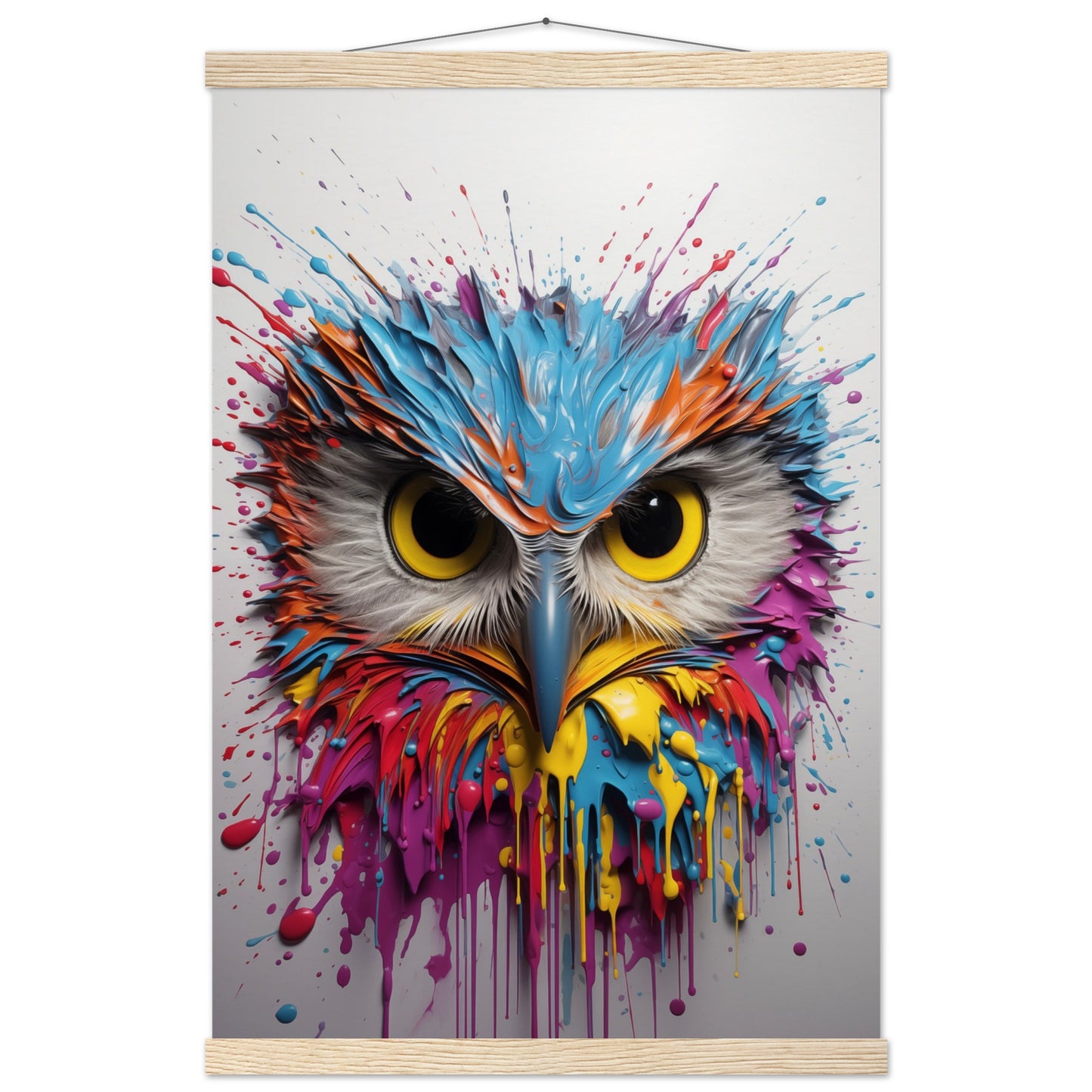 Owl Splash Art Poster with Hanger