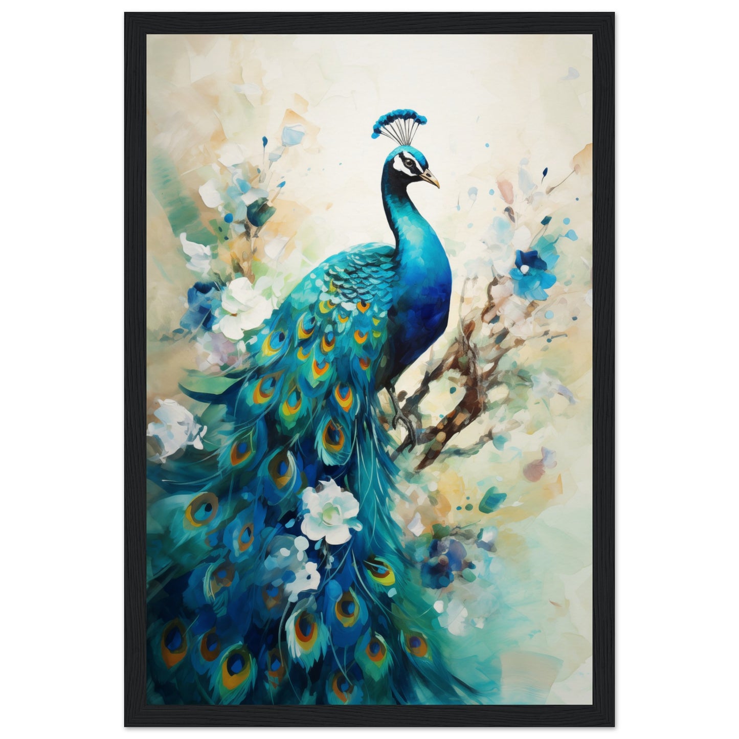 Peacock Dreams Wooden Framed Poster