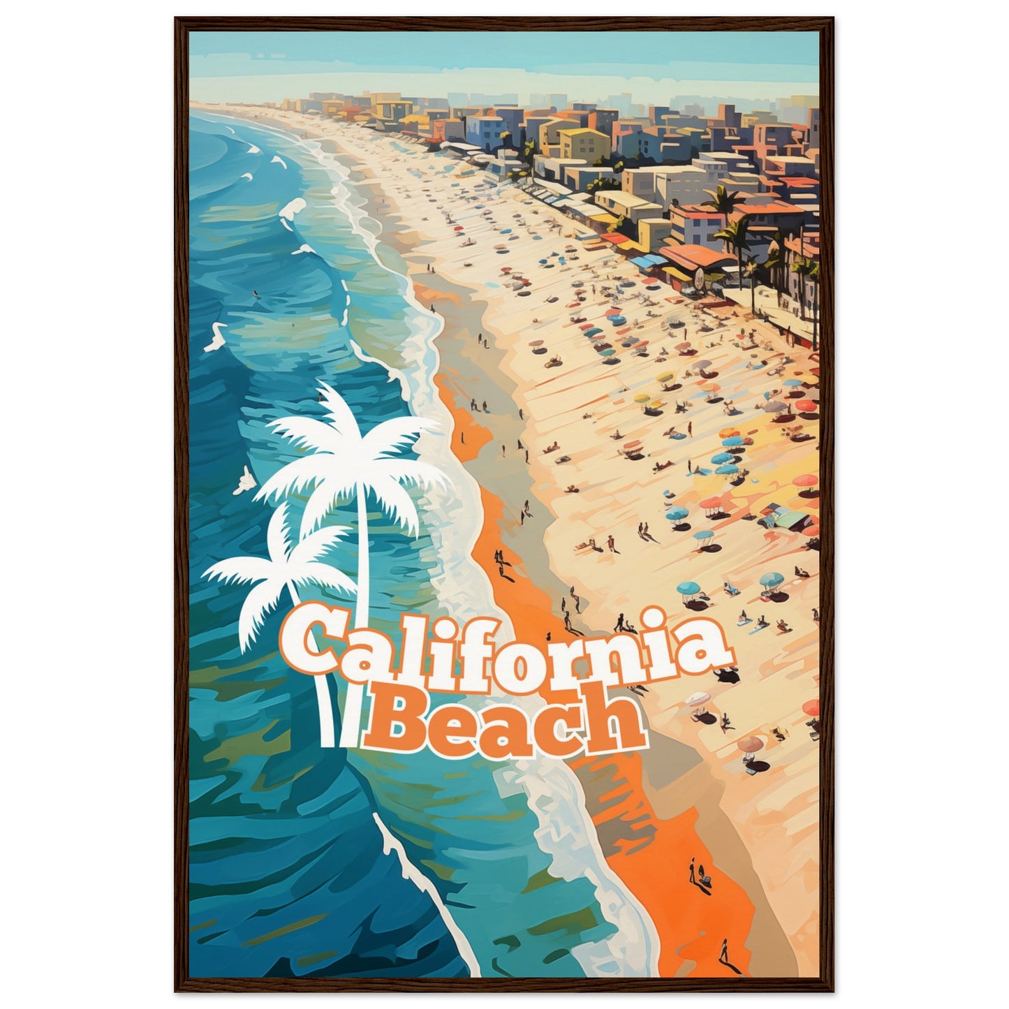 California Beach Wooden Framed Poster