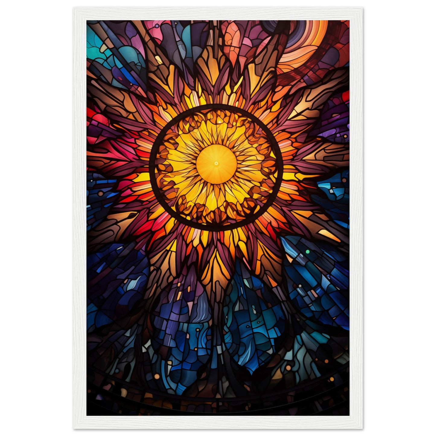 Sun Burst Wooden Framed Poster