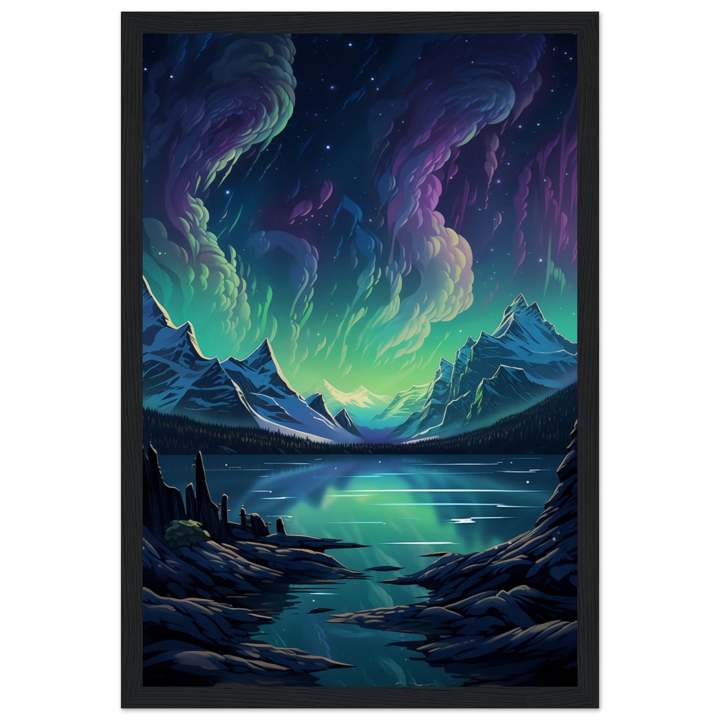 Glacial Glow Wooden Framed Poster