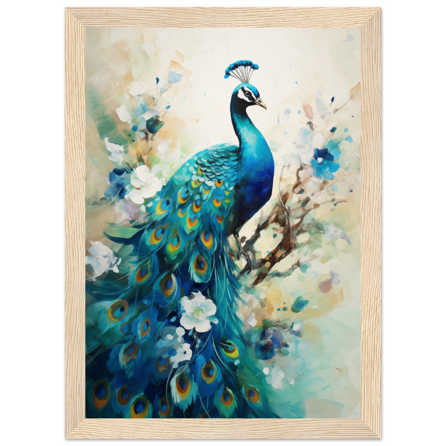 Peacock Dreams Wooden Framed Poster