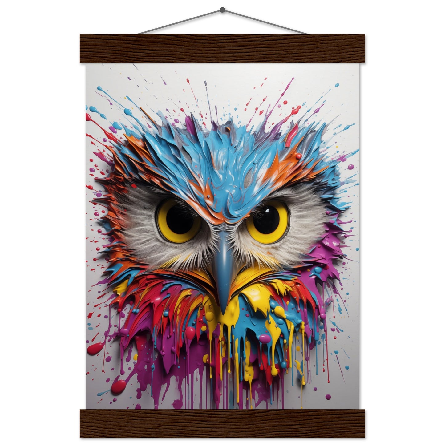 Owl Splash Art Poster with Hanger