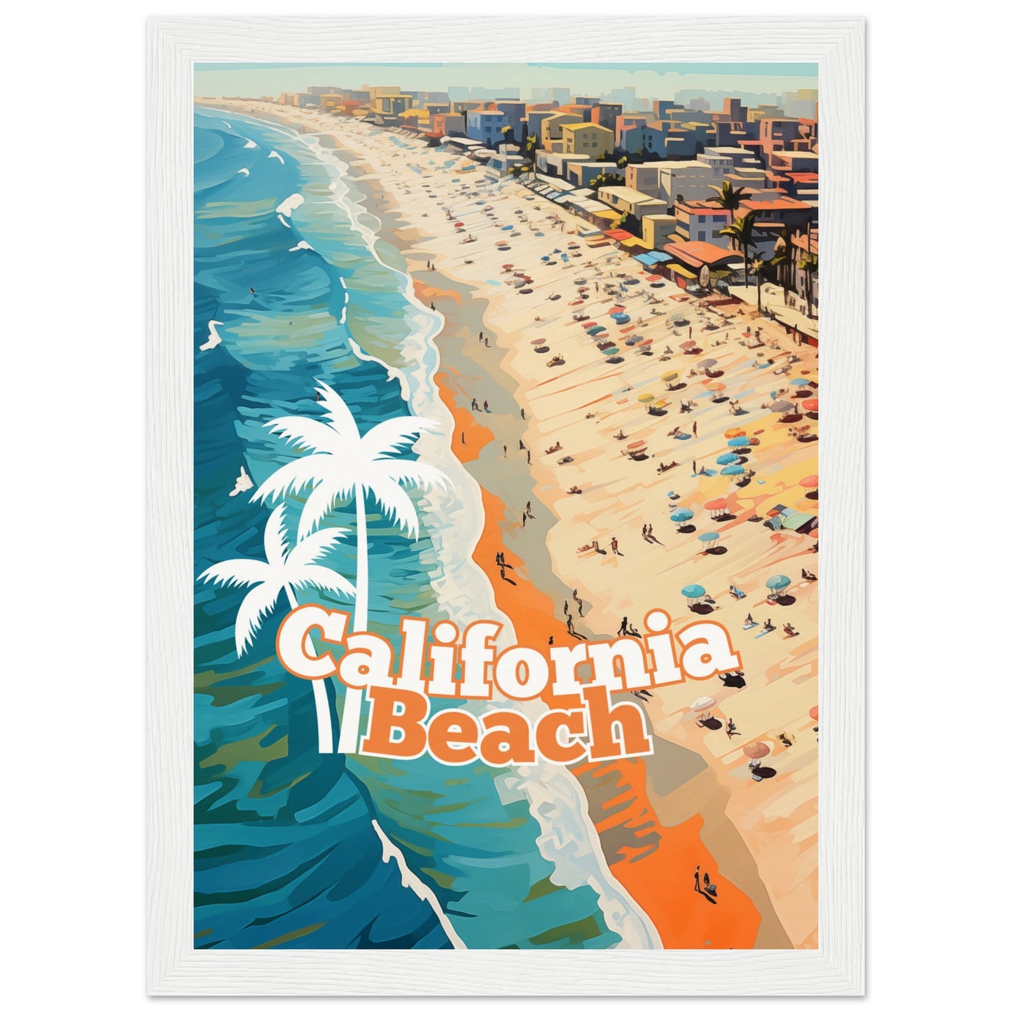 California Beach Wooden Framed Poster